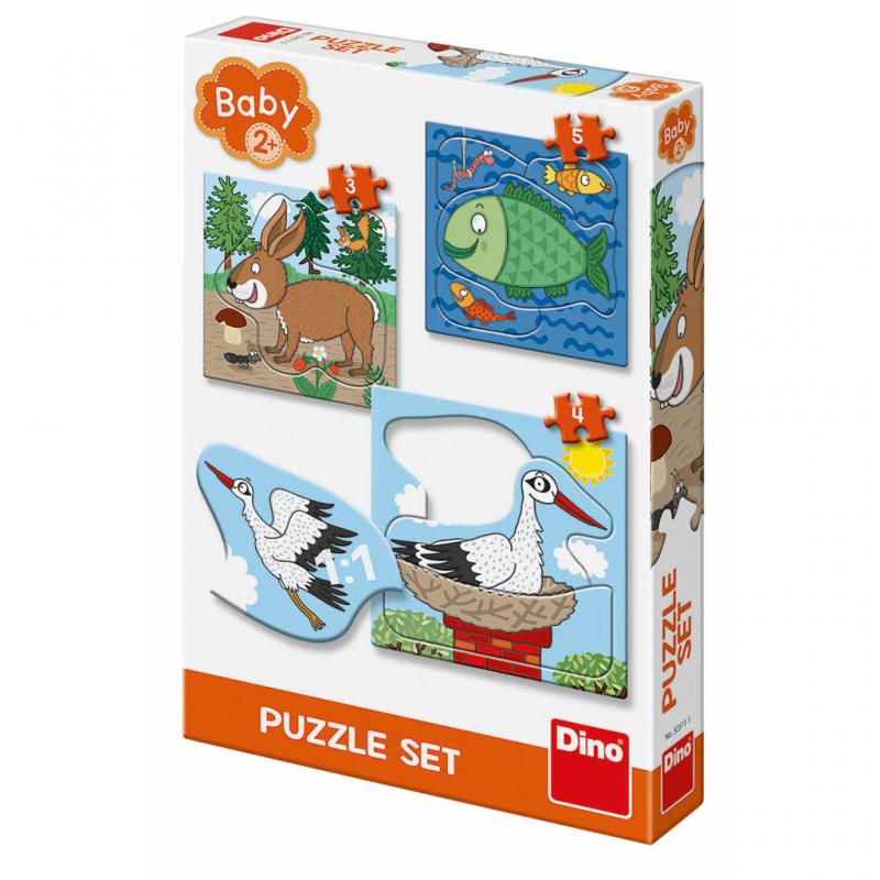 Dino puzzle Zvířátka: Kde žijí 3-5 baby puzzle
