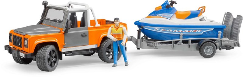 Bruder Land Rover, přepravník, vodní skůtr, figurka