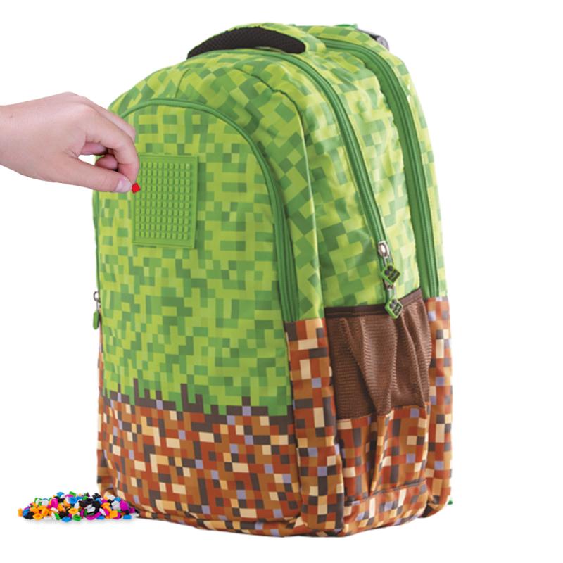 PIXIE CREW studentský batoh pro fanoušky MINECRAFT zeleno-hnědý