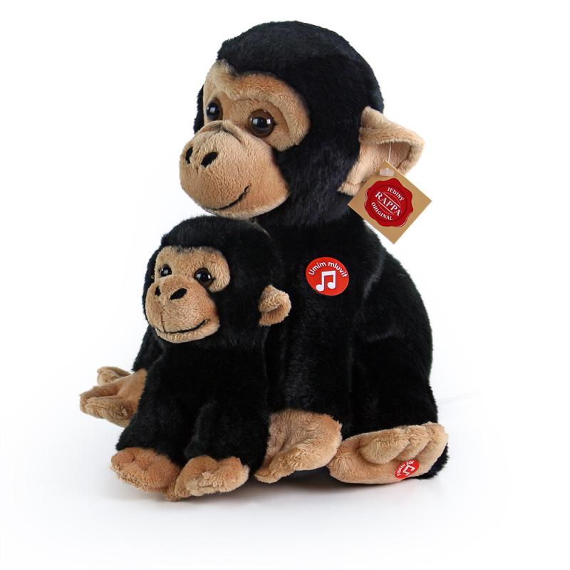 Rappa Plyšová opice sedící s mládětem, se zvukem, 27 cm ECO-FRIENDLY