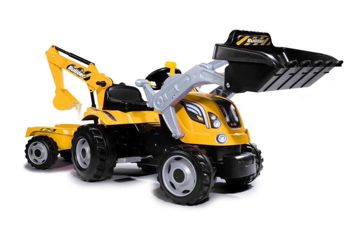 Smoby Šlapací traktor Builder Max s bagrem a vozíkem