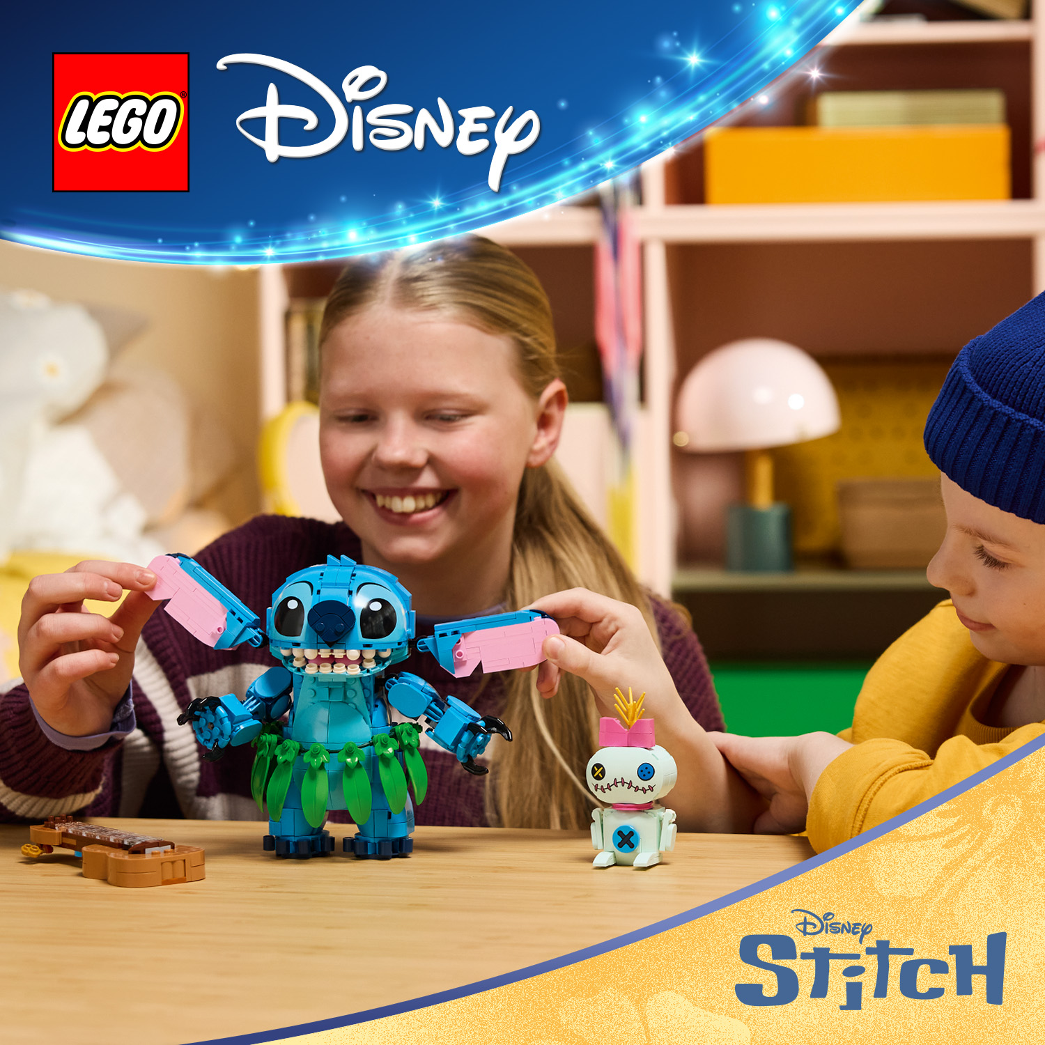 Postavičky Stitche a Scrumpa na hraní i vystavení