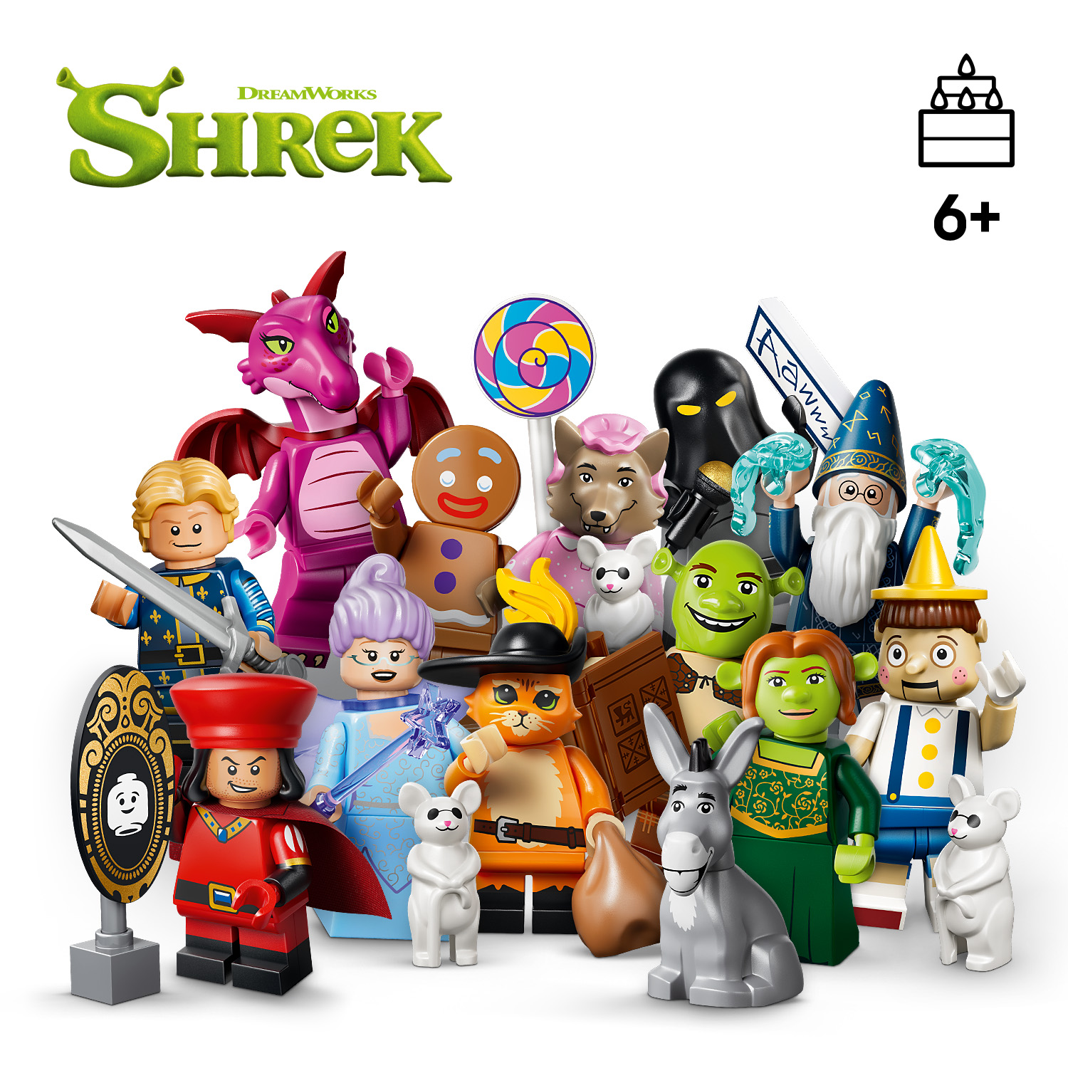 Posbírejte 12 minifigurek postav z filmů Shrek